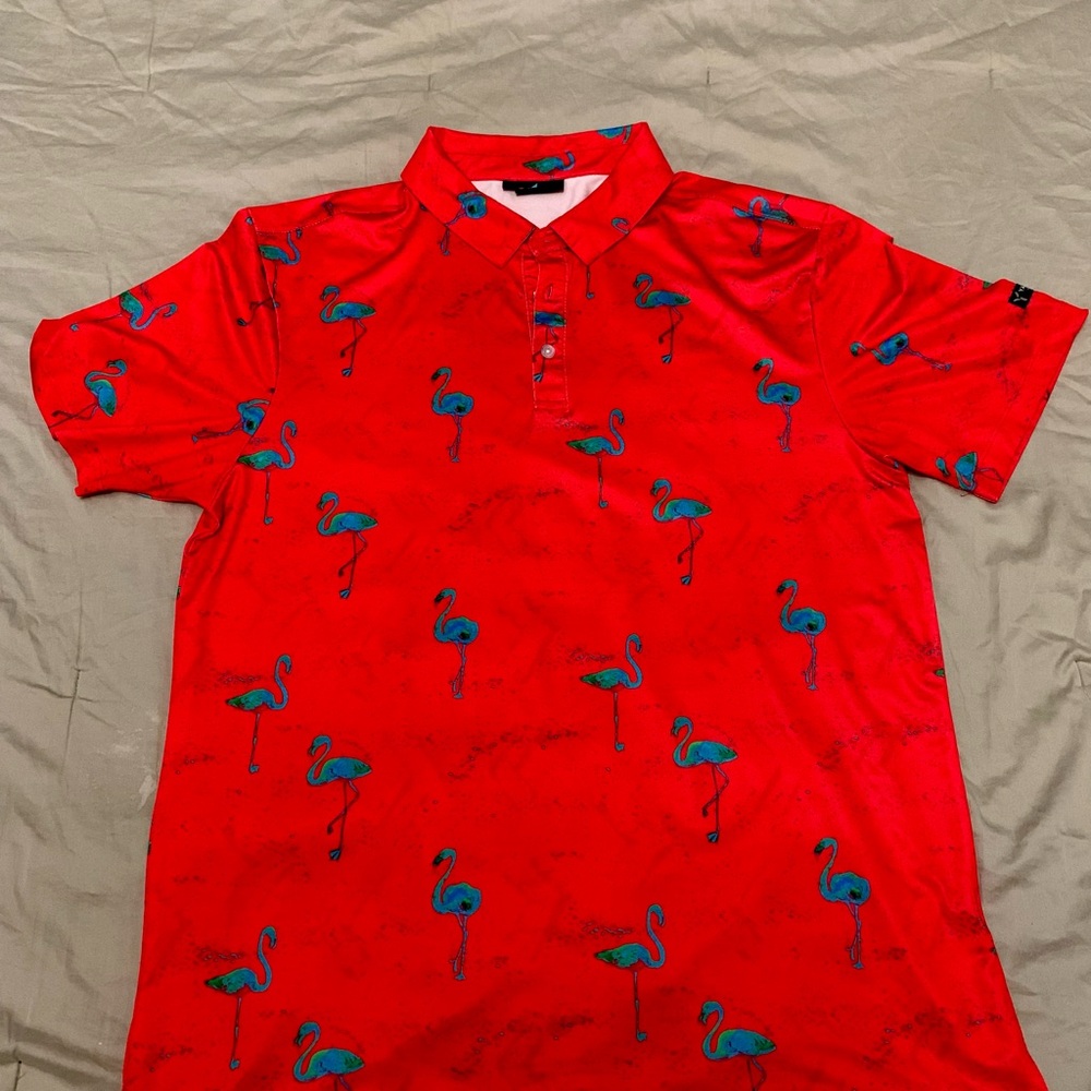 Yatta Golf Flamingo Print Polo Shirt